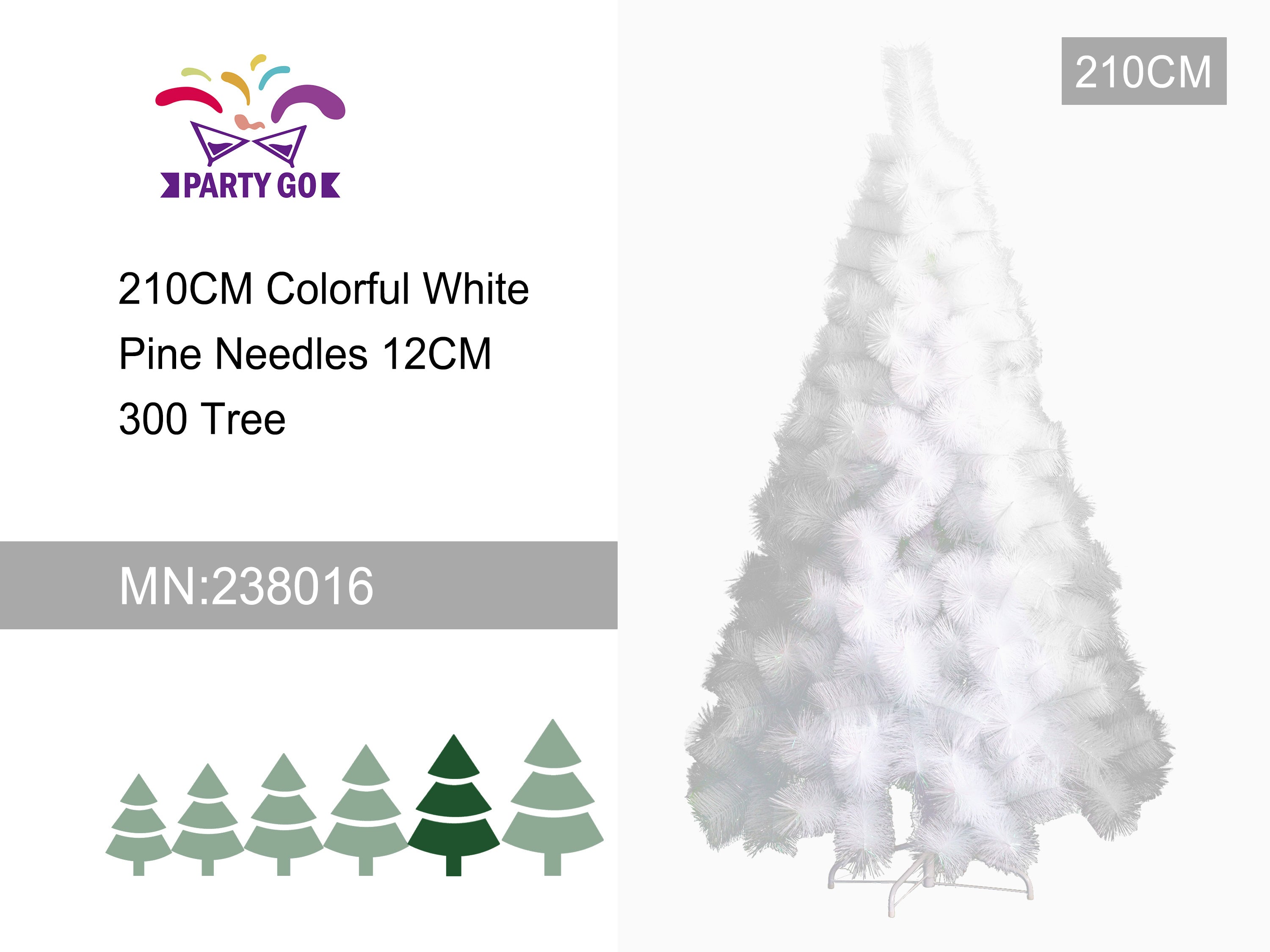 Sapin de Noël Blanc Multicolore – Aiguilles de Pin 12 cm – 150 cm / 180 cm / 210 cm