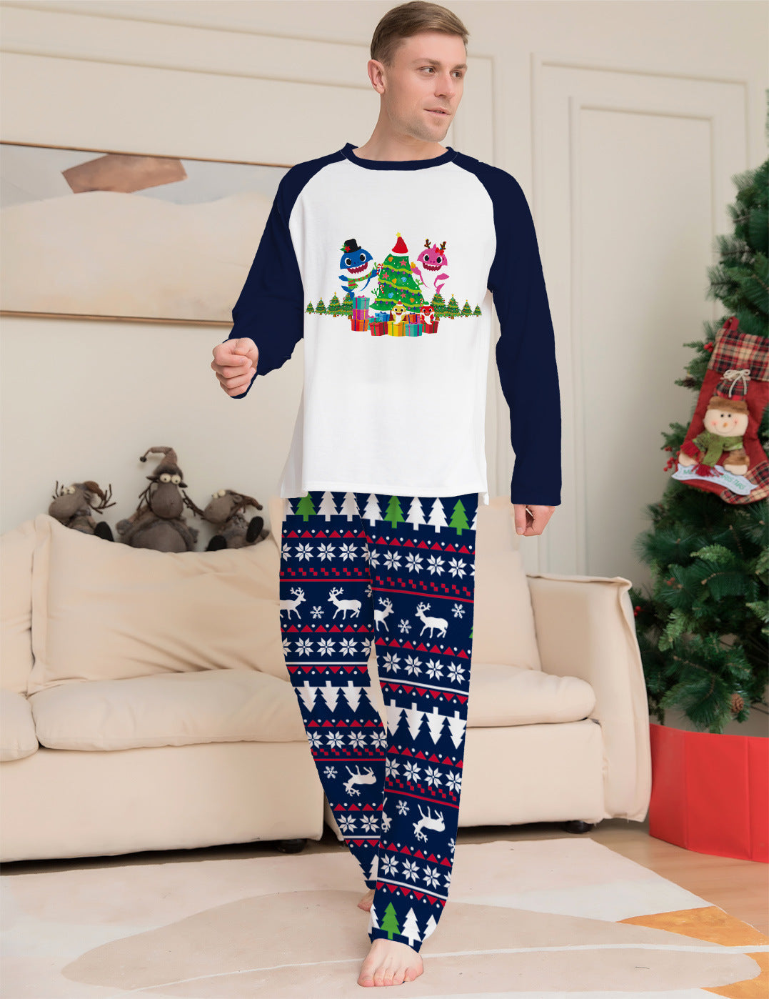 Pyjamas de Noël assortis pour la famille – Ensemble de nuit à manches longues pour couples, enfants et bébés