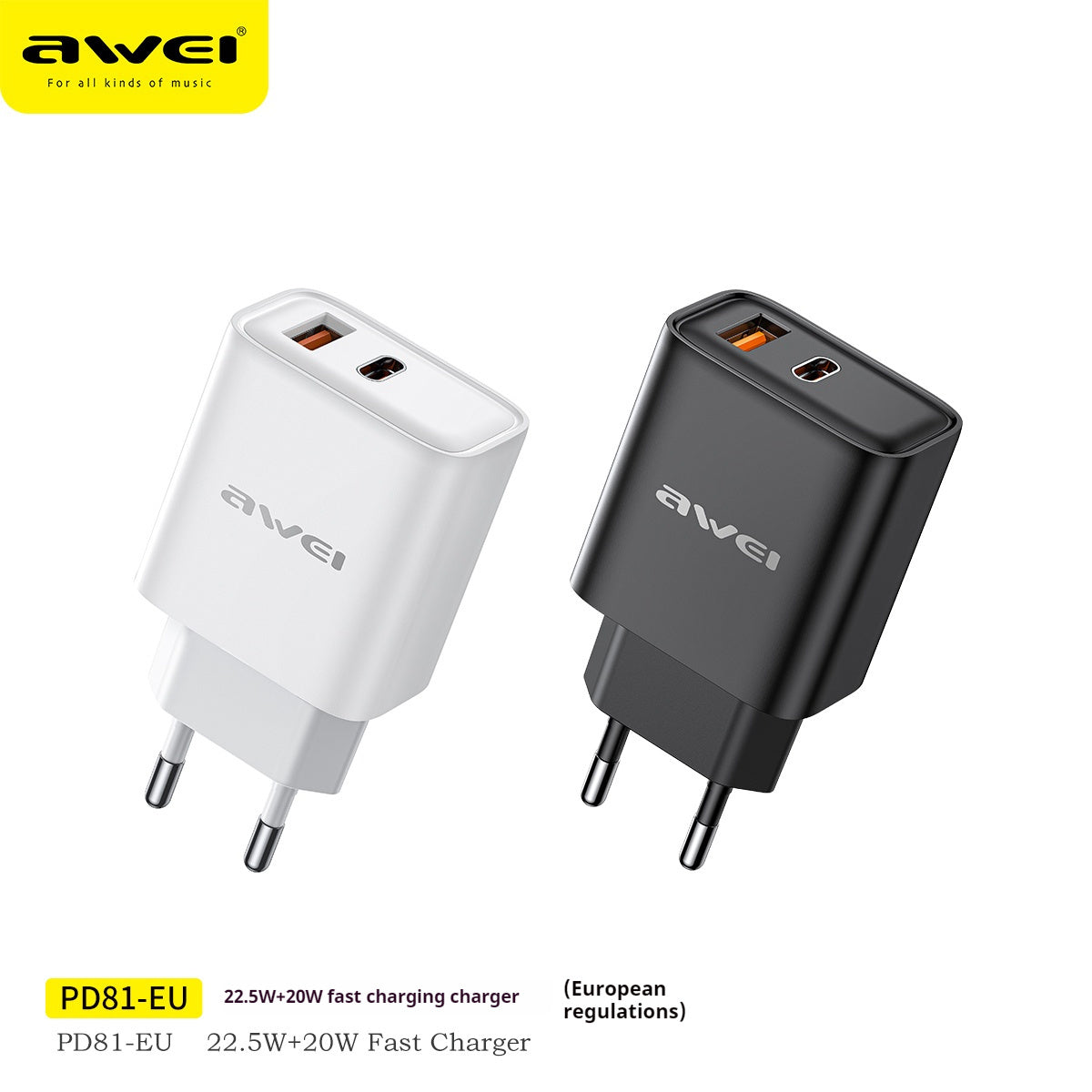 Chargeur rapide 22,5 W / 20 W (prise EU) AWEI