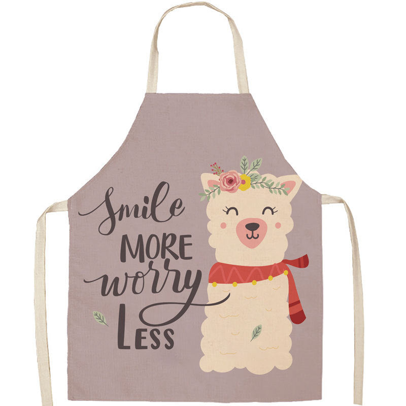 Tablier en coton-lin motif alpaga et cactus