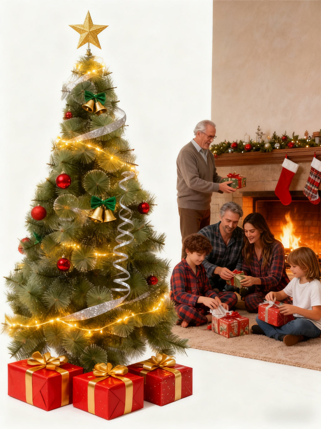 Sapin de Noël vert avec effet neige – Aiguilles de pin – 150 cm & 180 cm