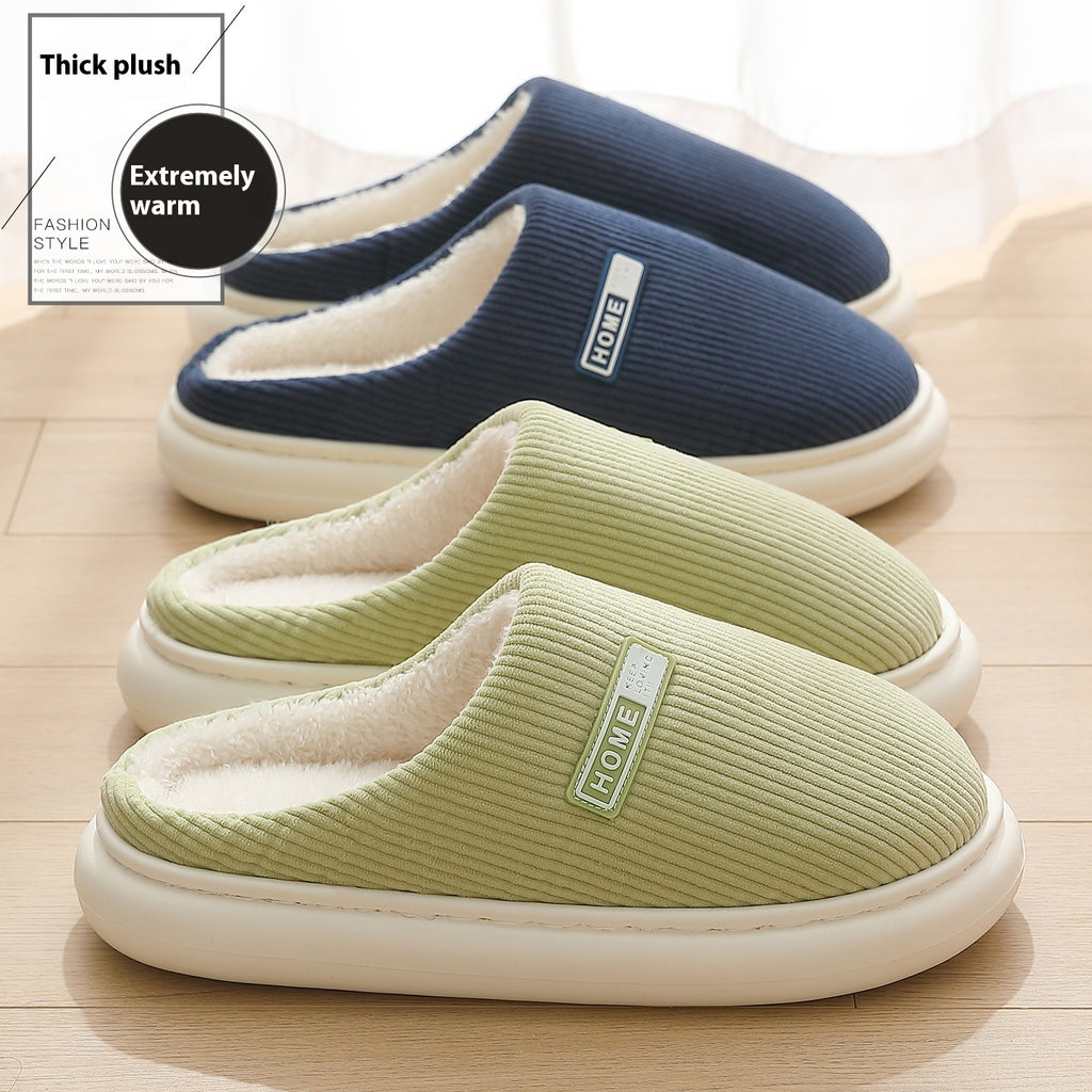 Pantoufles en coton antidérapantes pour la maison, chaudes et moelleuses, à semelle épaisse et bout fermé, idéales pour l’automne et l’hiver.