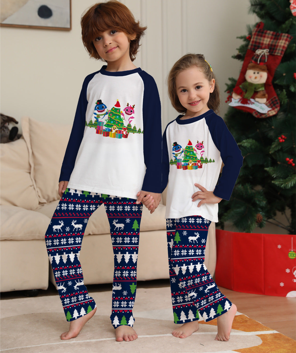 Pyjamas de Noël assortis pour la famille – Ensemble de nuit à manches longues pour couples, enfants et bébés