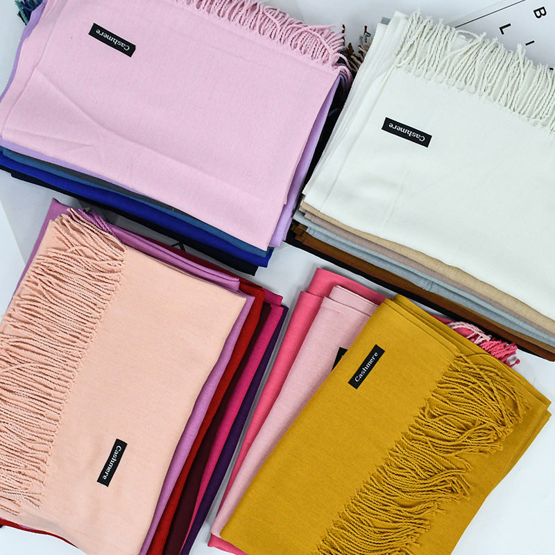 Écharpe pour femme unie avec franges, haute qualité