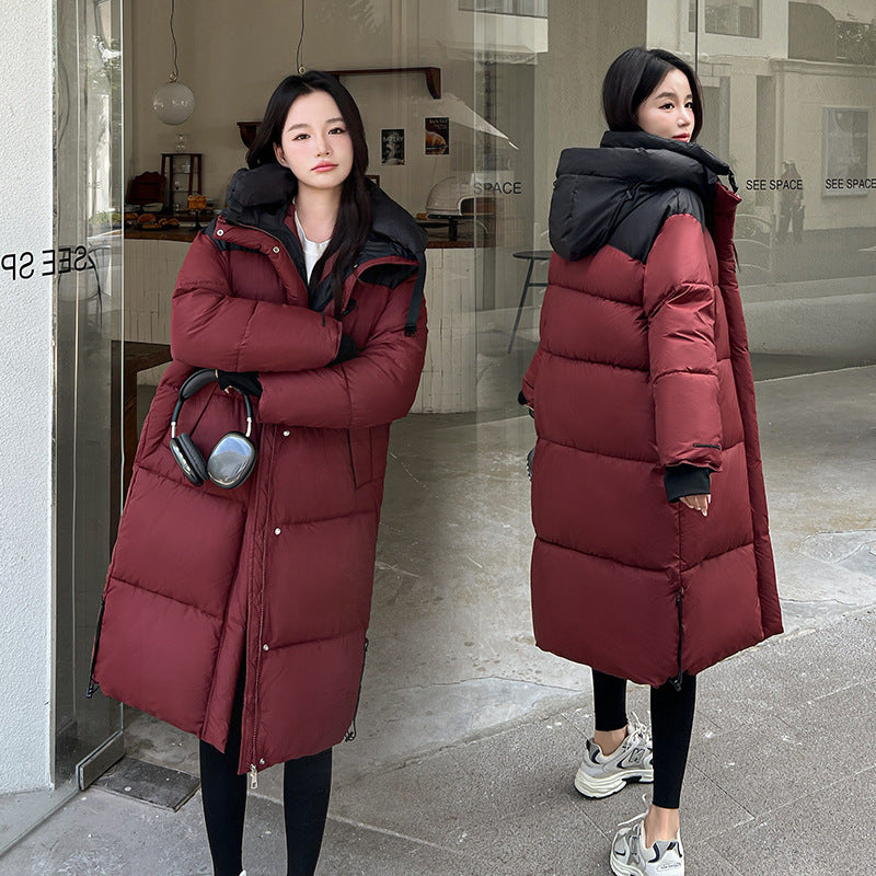 Manteau long matelassé, tendance et épais, type overknee.
