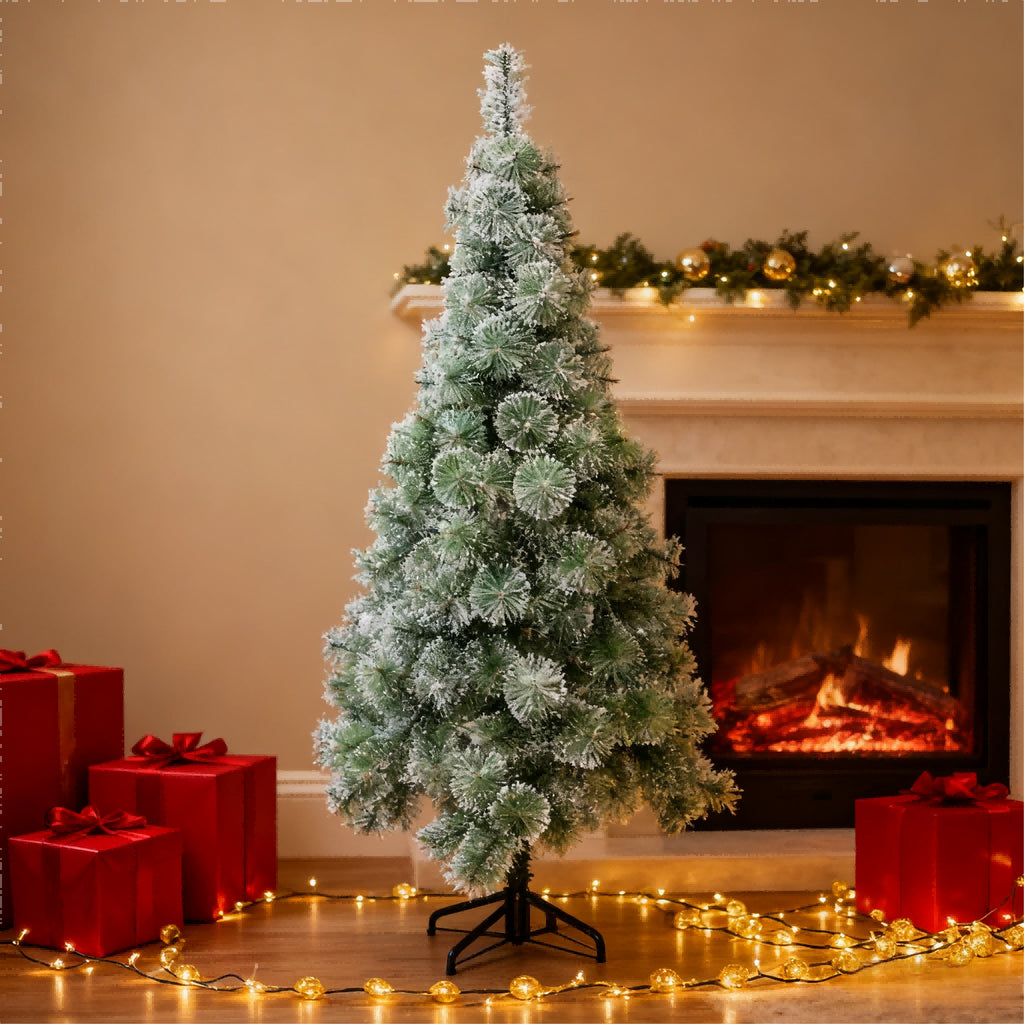Sapin de Noël Vert PARTYGO – Aiguilles de Pin Effet Flocon – 210 cm