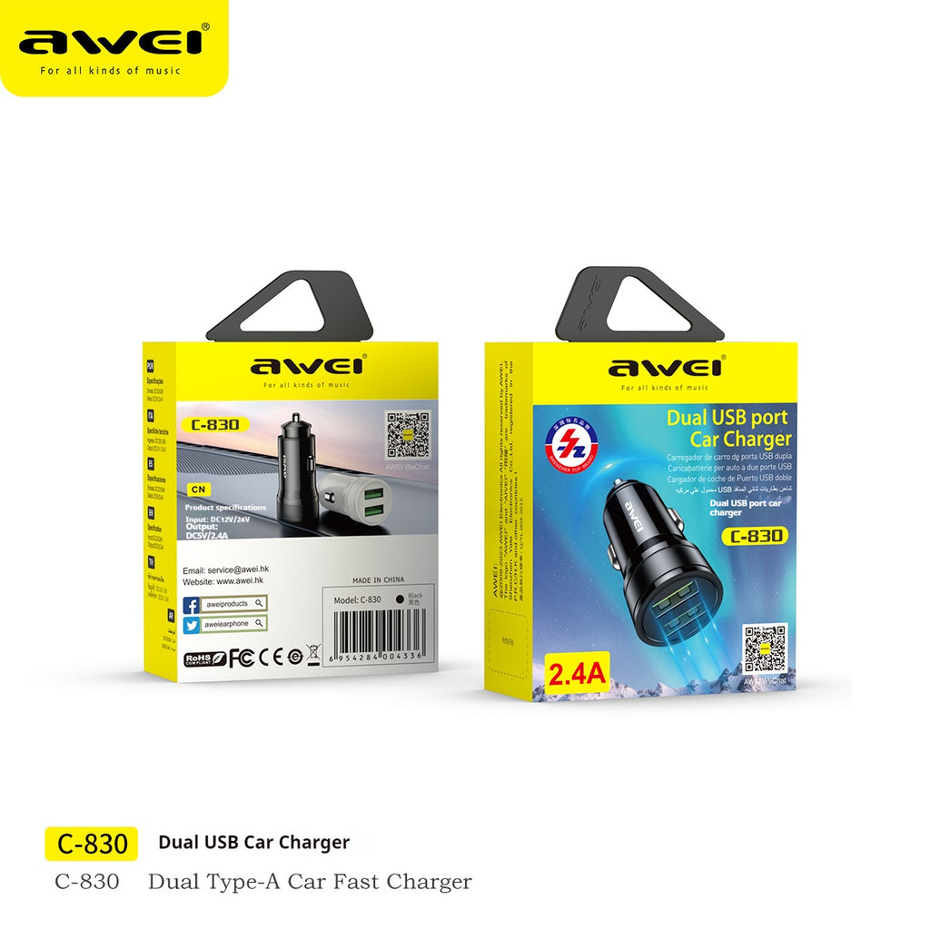 Chargeur de voiture double USB AWEI
