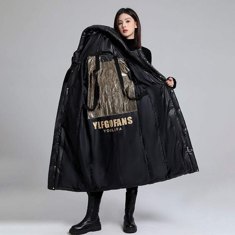 Veste longue pour femmes, matelassée, à capuche, auto-chauffante