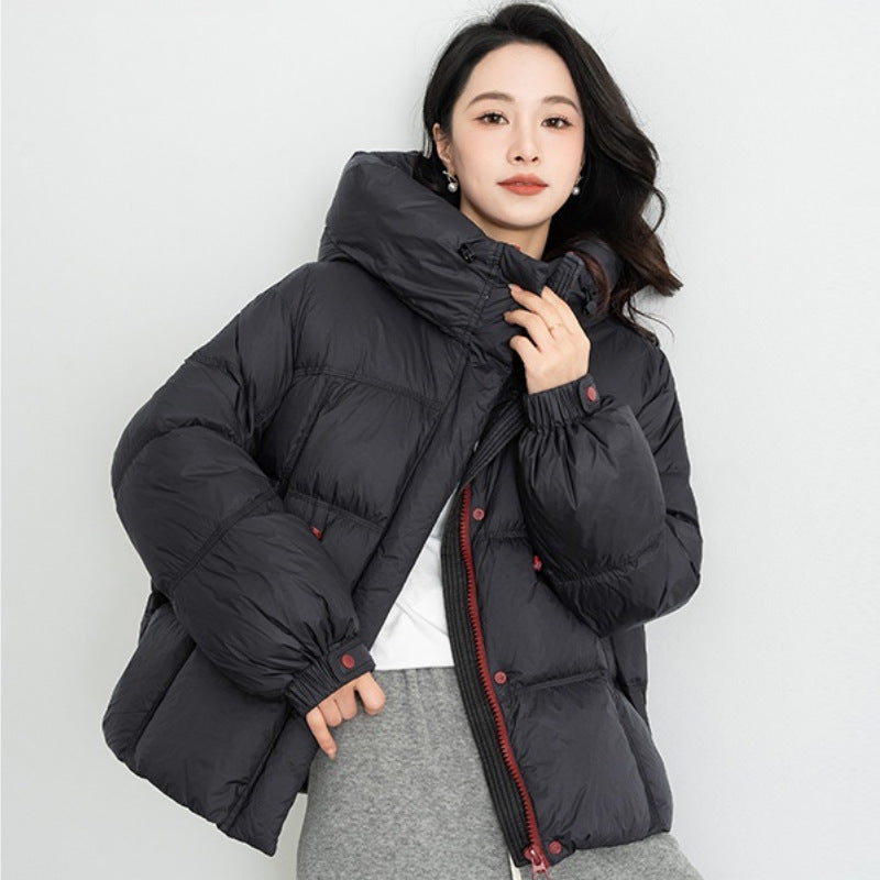 Veste courte à capuche pour femmes, chaude et tendance, en coton.