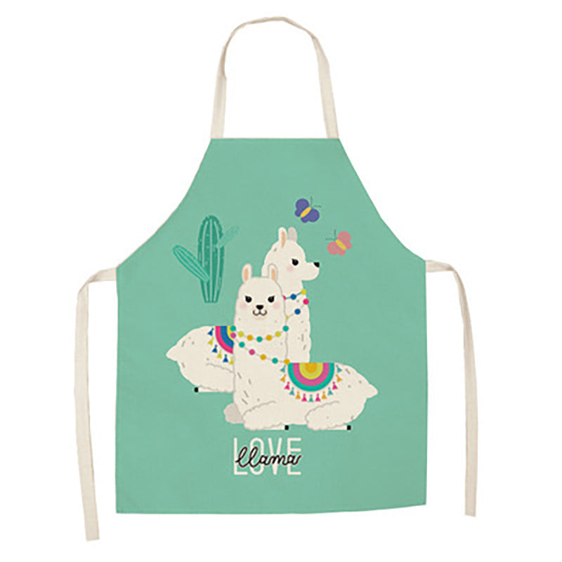 Tablier en coton-lin motif alpaga et cactus