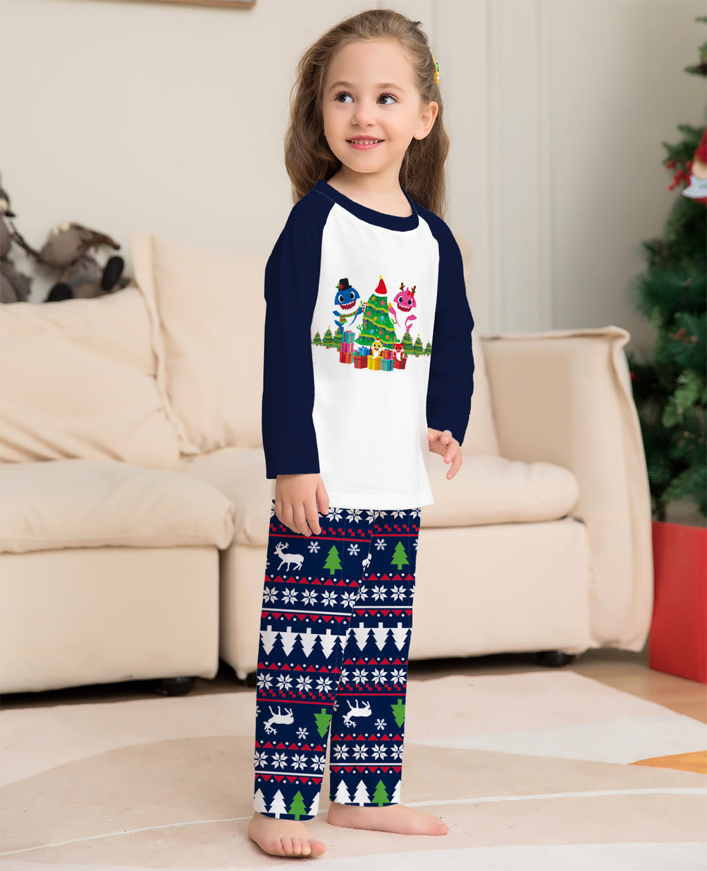 Pyjamas de Noël assortis pour la famille – Ensemble de nuit à manches longues pour couples, enfants et bébés