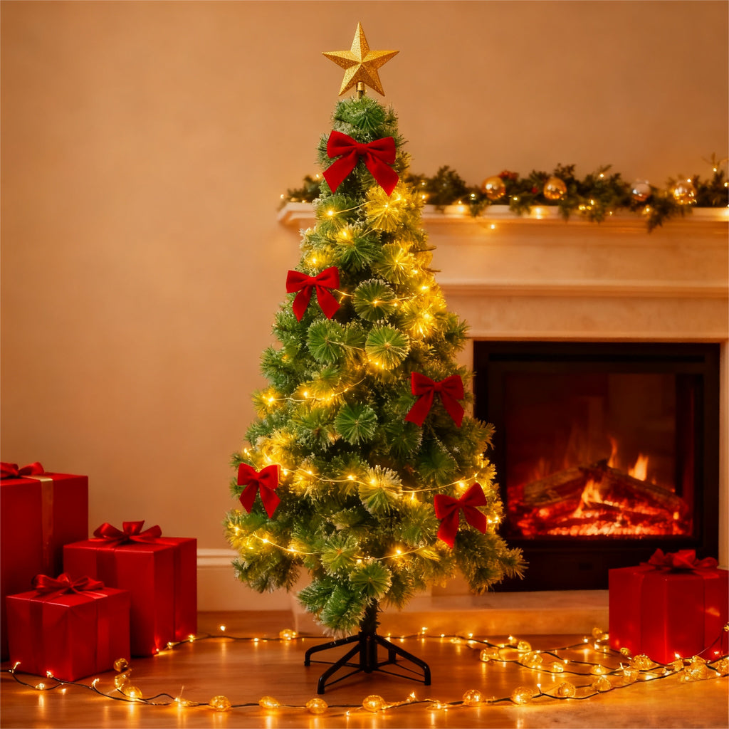 Sapin de Noël Vert PARTYGO – Aiguilles de Pin Effet Flocon – 210 cm