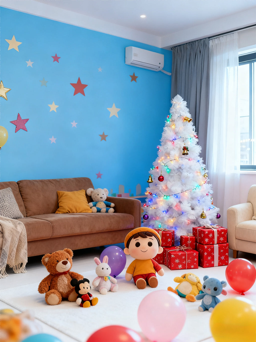 Sapin de Noël Blanc Multicolore – Aiguilles de Pin 12 cm – 150 cm / 180 cm / 210 cm