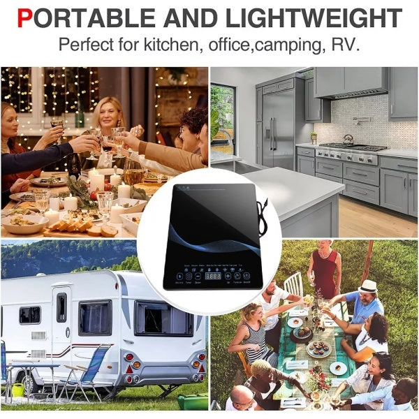 Plaque à induction compacte avec puissance élevée, minuterie et verrou de sécurité inclus