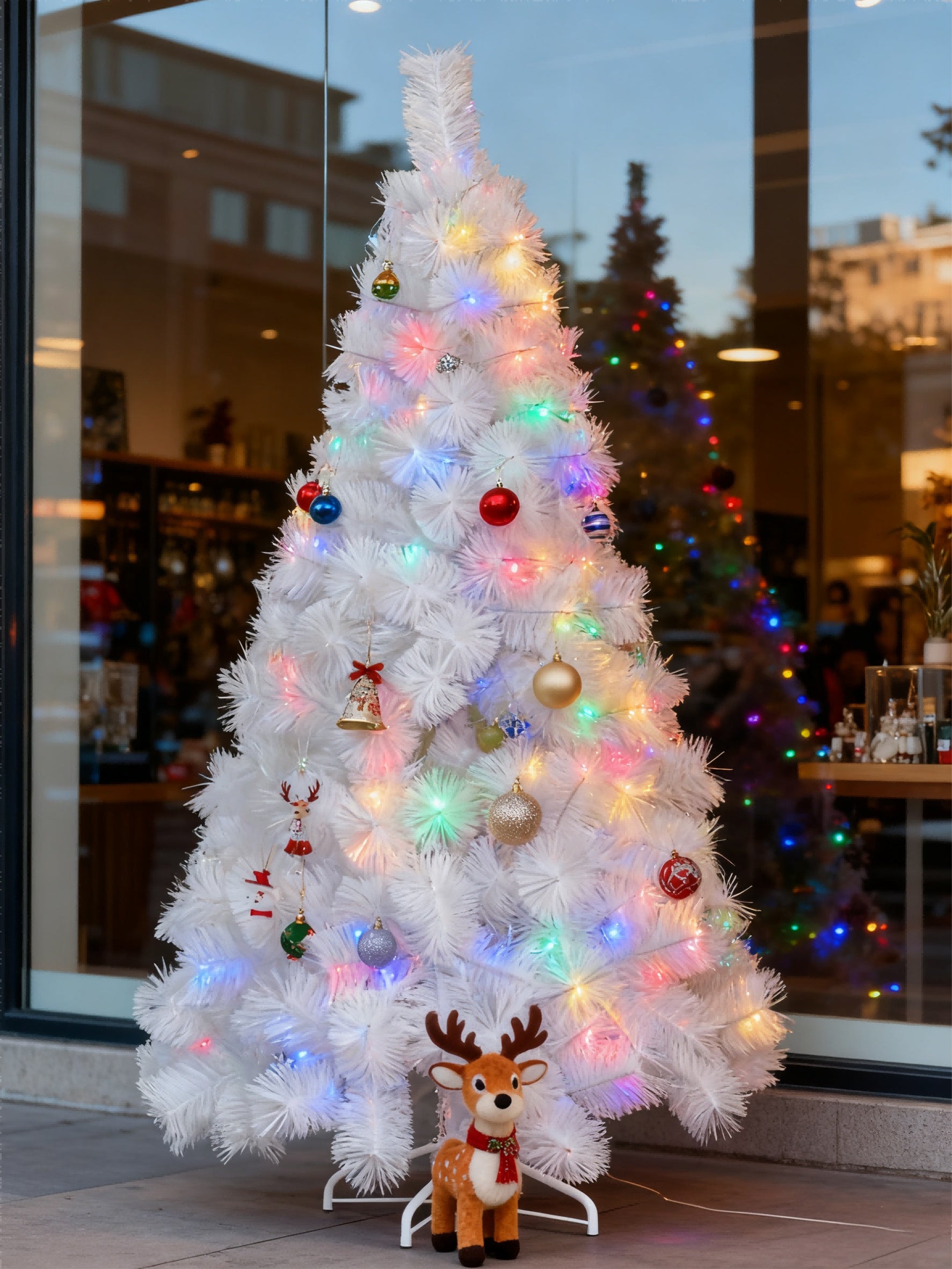 Sapin de Noël Blanc Multicolore – Aiguilles de Pin 12 cm – 150 cm / 180 cm / 210 cm