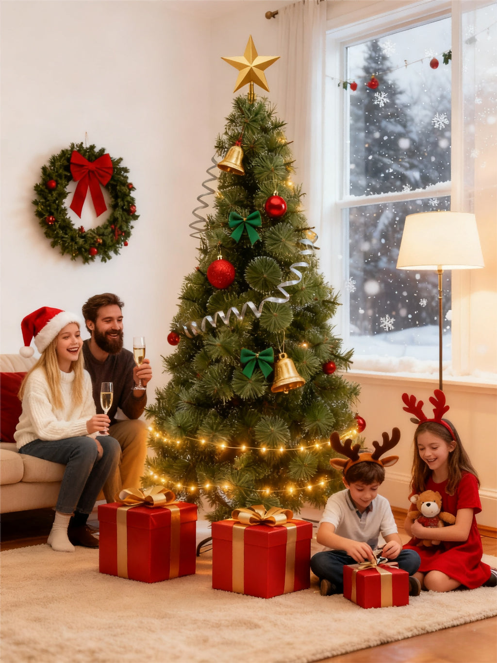 Sapin de Noël vert avec effet neige – Aiguilles de pin – 150 cm & 180 cm