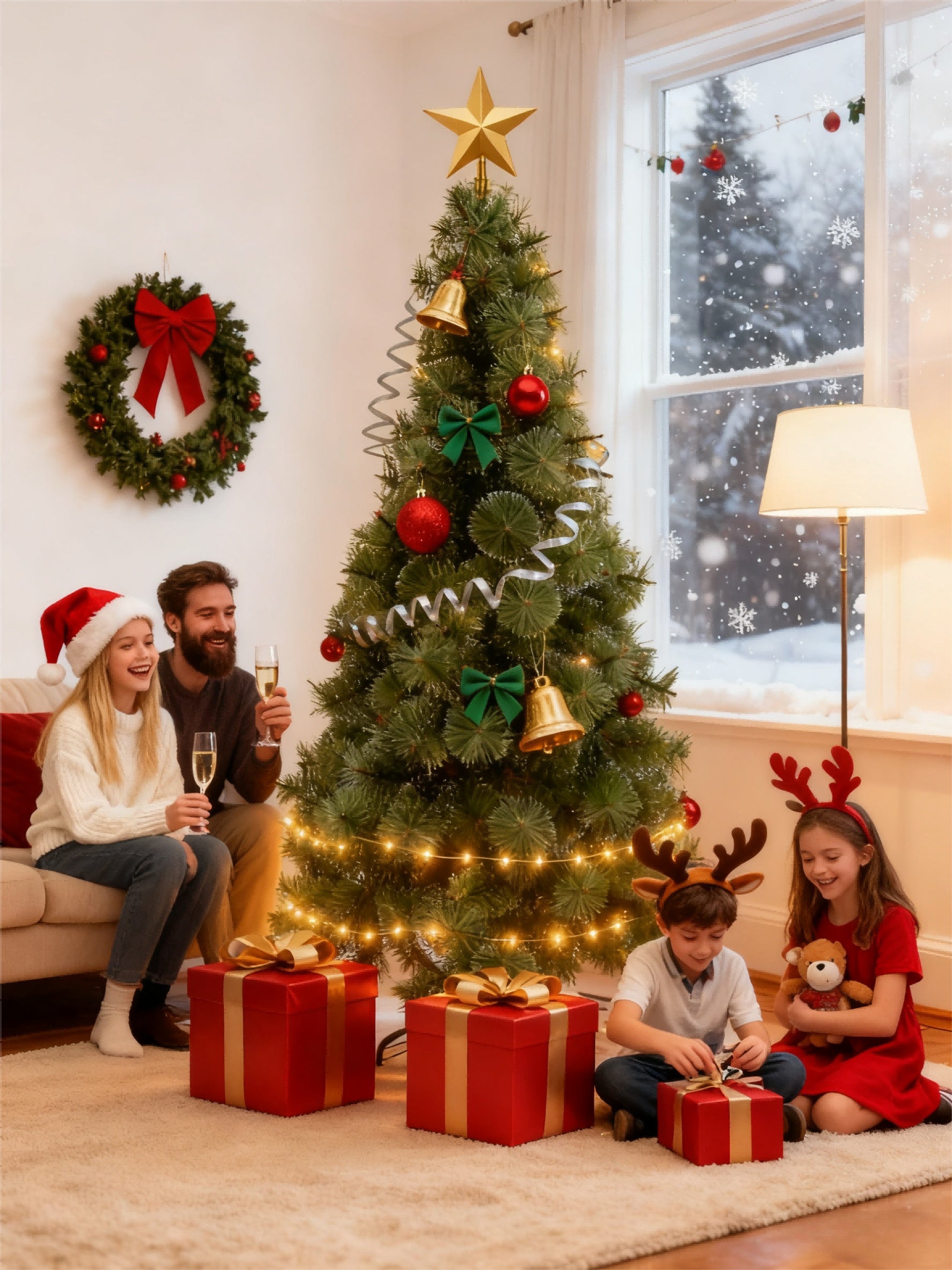 Sapin de Noël vert avec effet neige – Aiguilles de pin – 150 cm & 180 cm