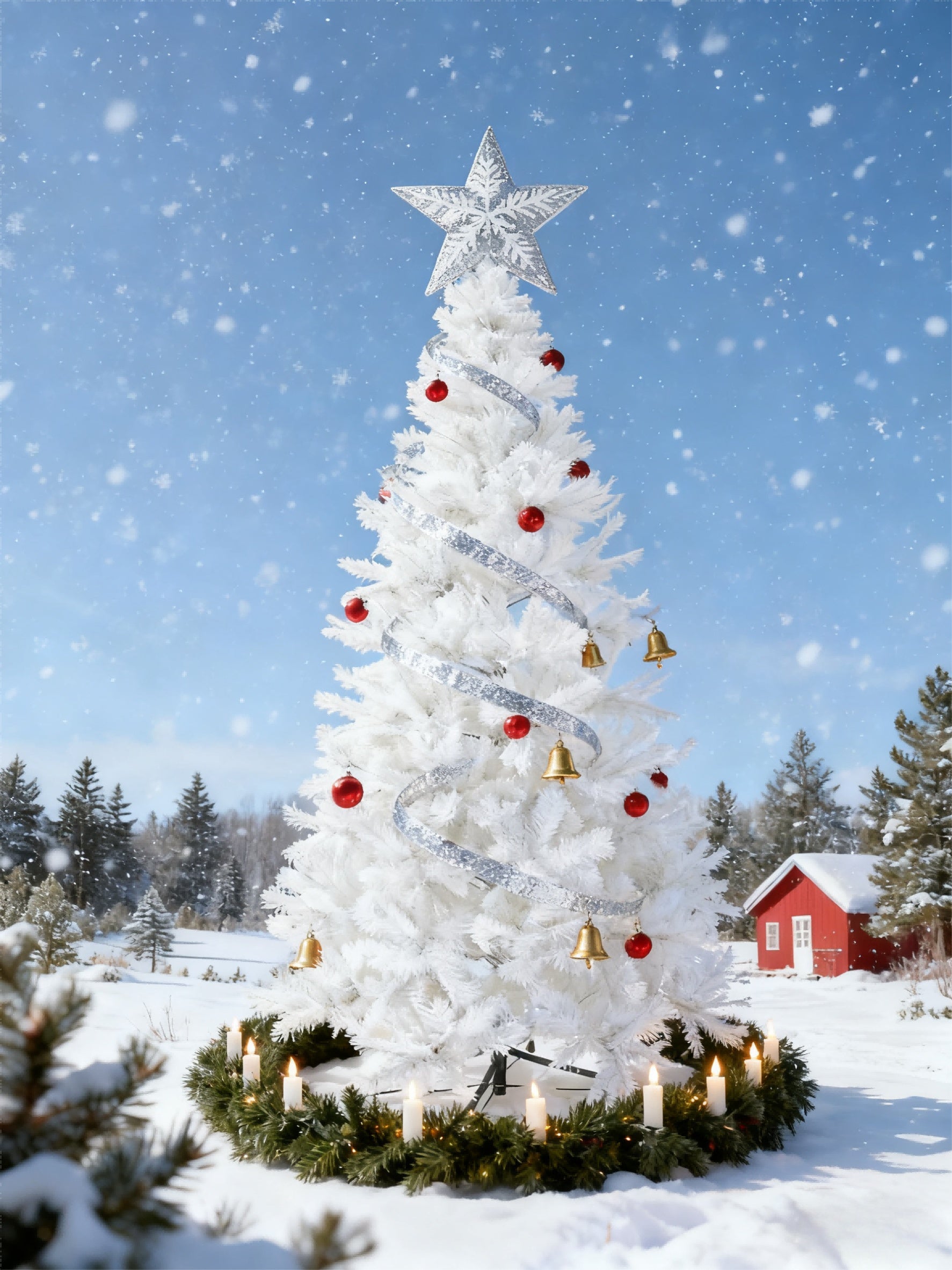 Sapin de Noël Blanc – PARTYGO – 150 cm / 180 cm / 210 cm